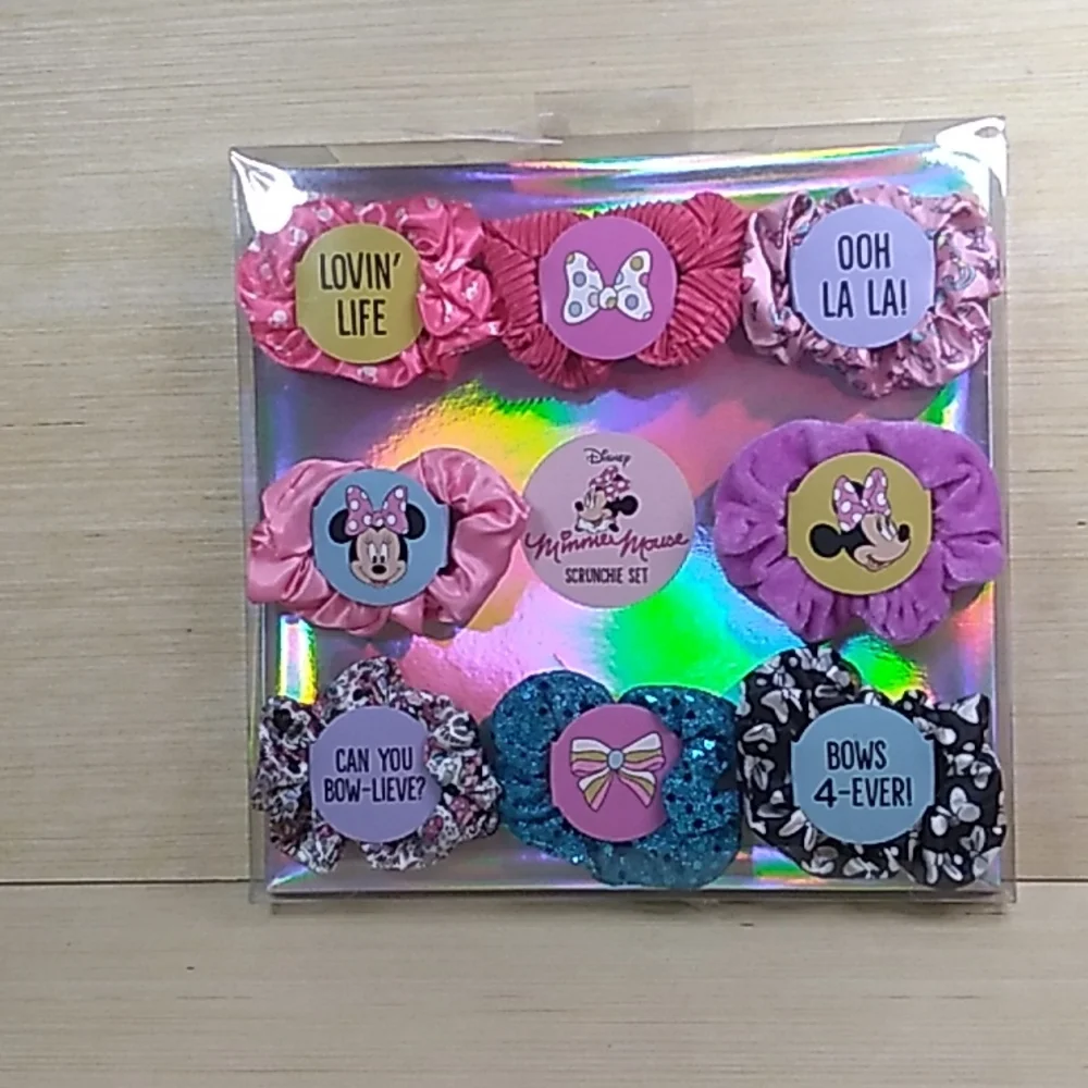 Saks 5th Ave,  8 Disney Minnie Mouse Scrunchies Pinks, Purple & Blue